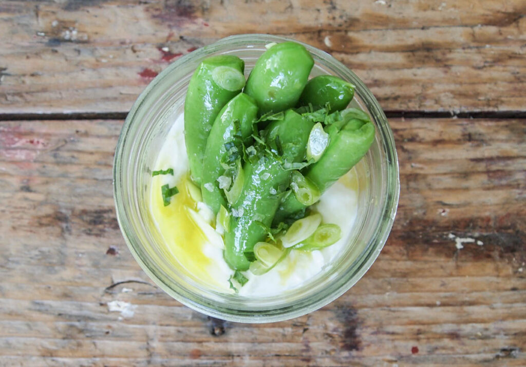 Sugar Snap Peas with Mint and Whipped Ricotta | My Kitchen Love