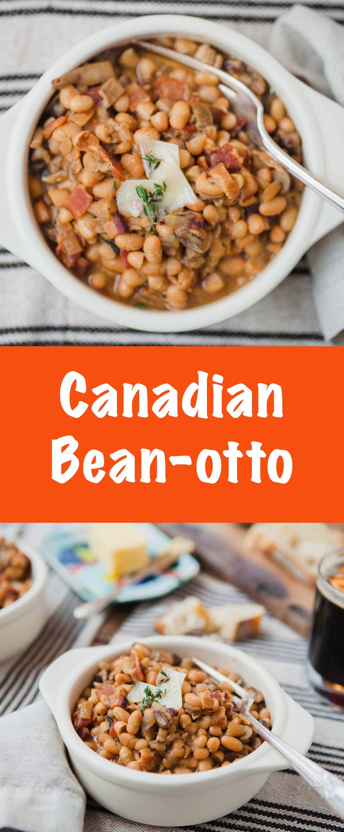 Canadian Bean-otto is a quick and easy one pot meal featuring beans, beer, cheese and mushrooms!
