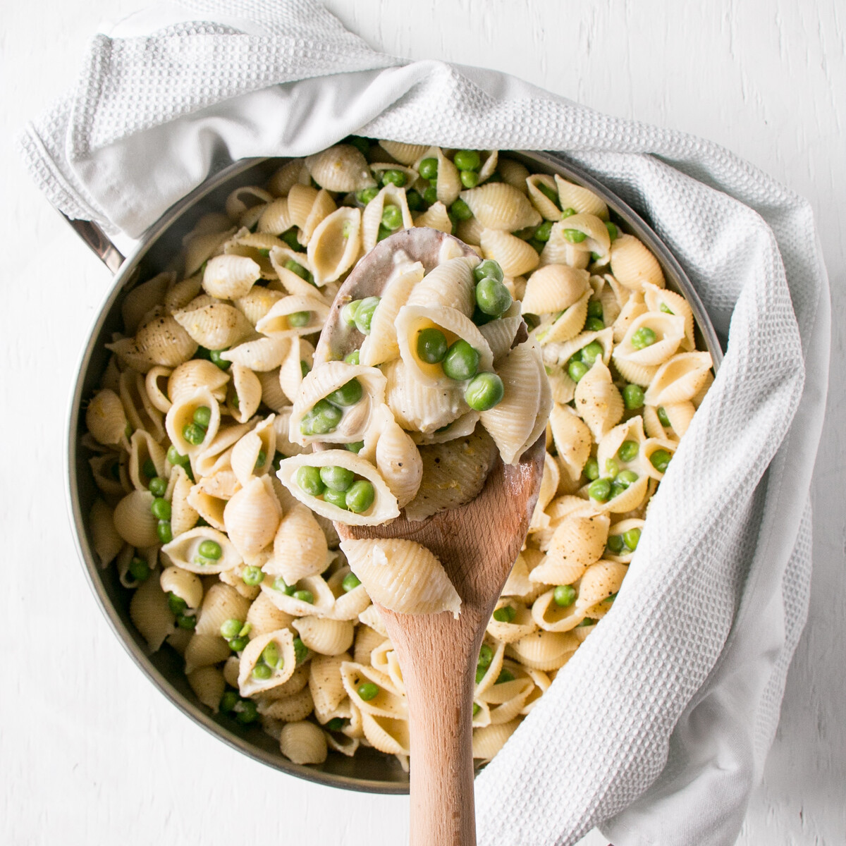 Lemon & Pepper Alfredo Pasta Shells with Peas My Kitchen Love