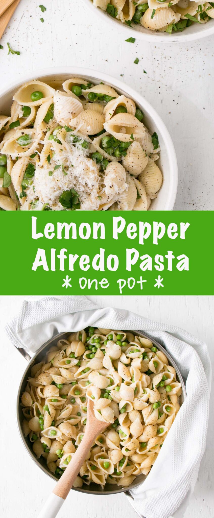 Lemon Pepper Alfredo with Peas long collage