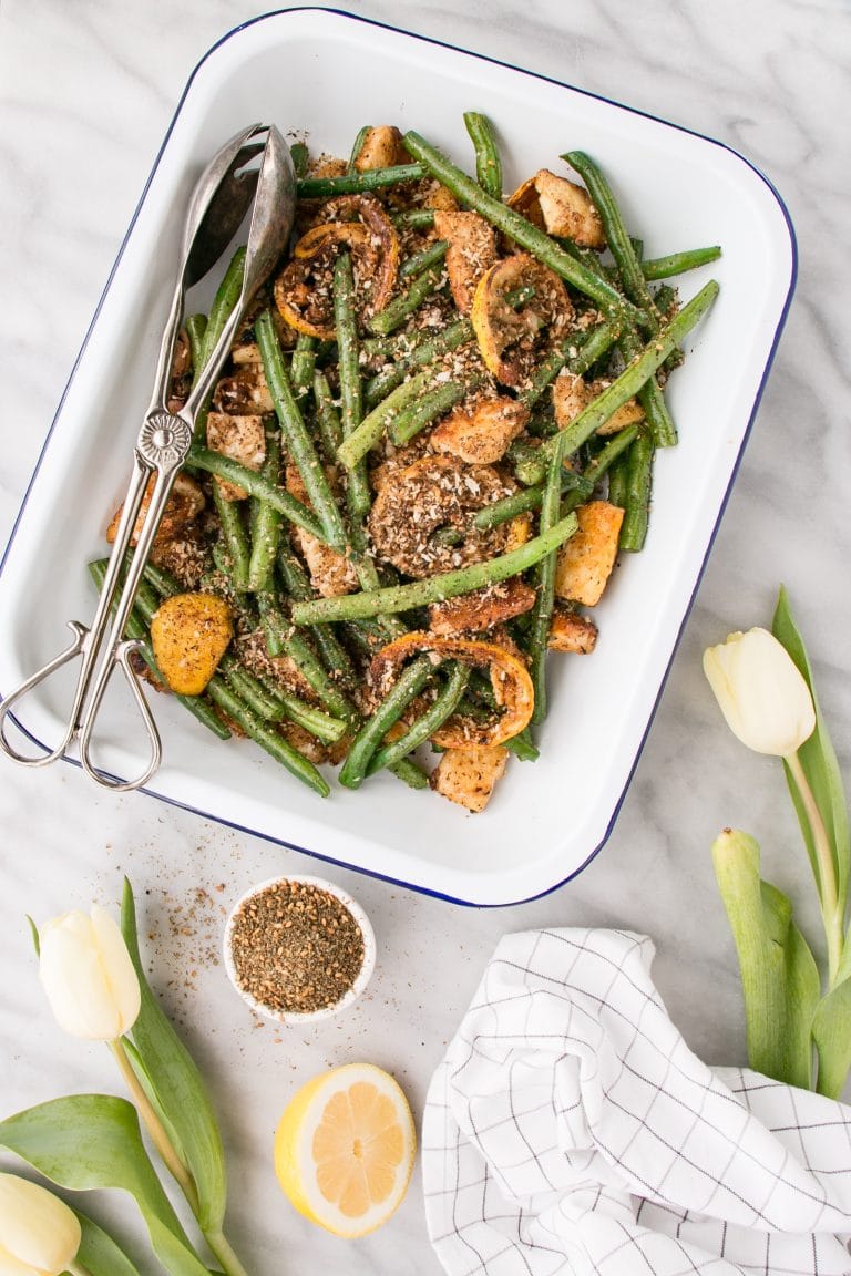 Green Beans and Halloumi Salad with Roasted Lemons and Shallots My