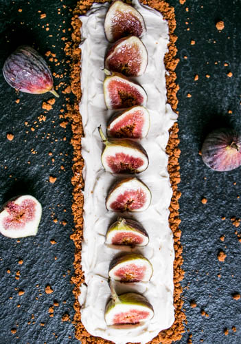 Fig and Mascarpone Tart with a Gingersnap Crust and Caramel | My Kitchen Love