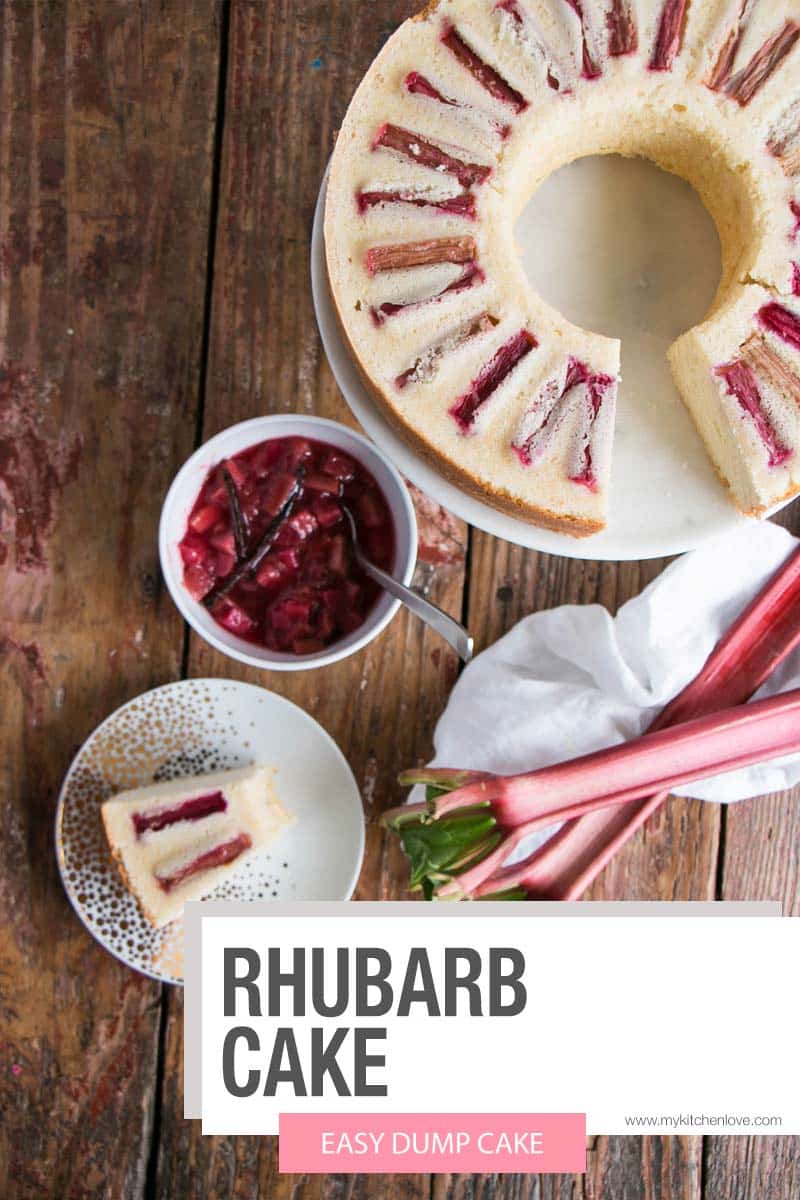 Stunning and brightly flavoured Vanilla Rhubarb Cake Recipe. via @mykitchenlove