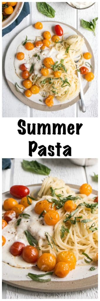 Summer Tomato Pasta | My Kitchen Love. Ready by the time the water is boiled, this Summer fresh pasta is filled family friendly tomatoes and creamy whipped ricotta. 