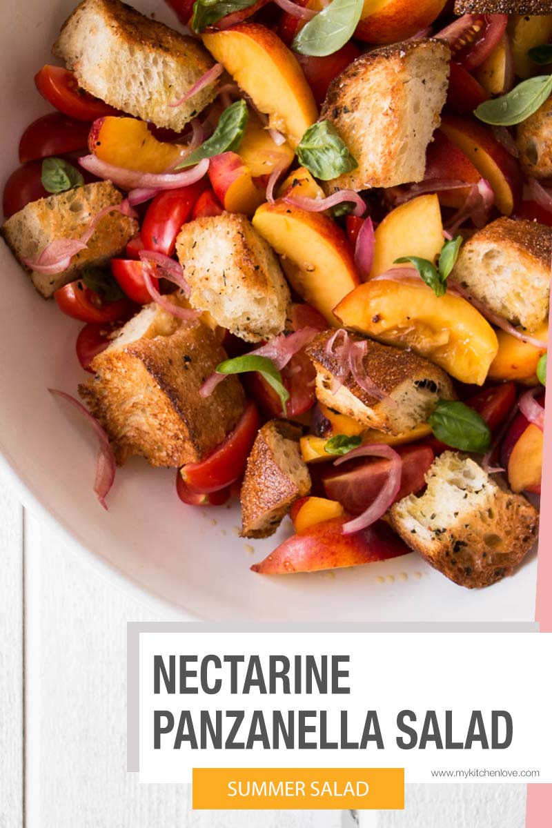 Nectarine Panzanella Salad Short Pin