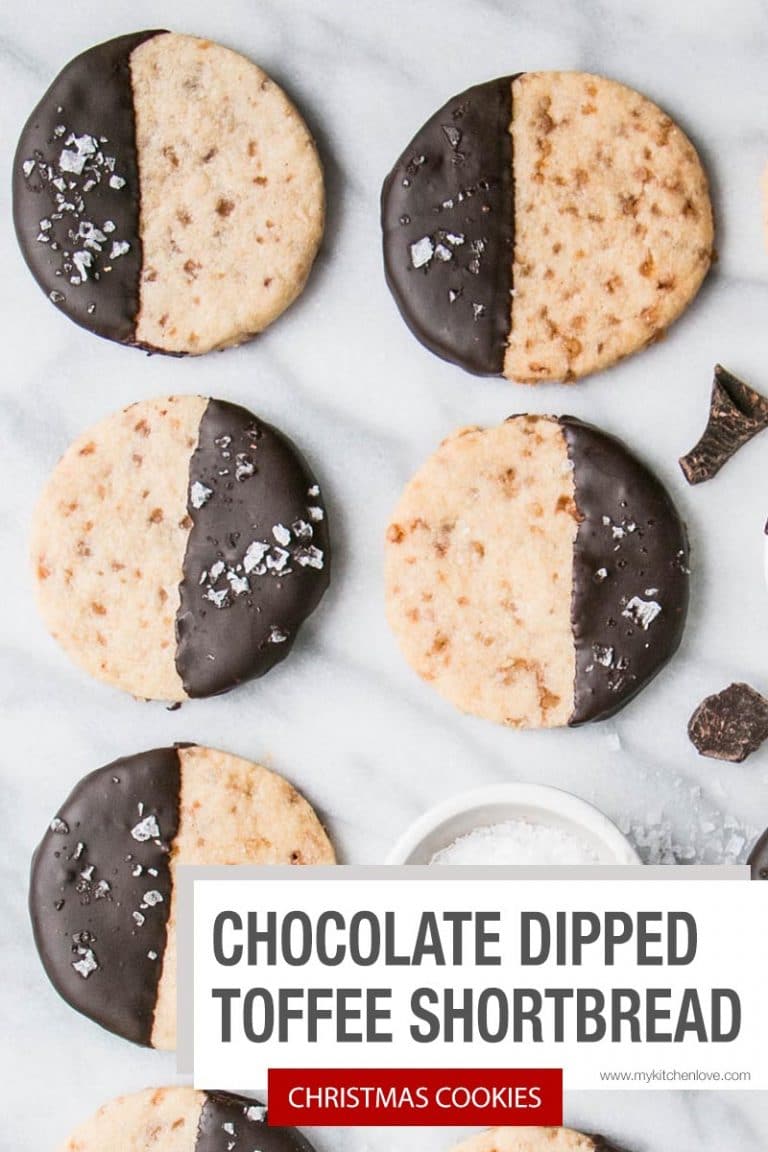 Salted Dark Chocolate Dipped Toffee Shortbread Cookies Recipe My