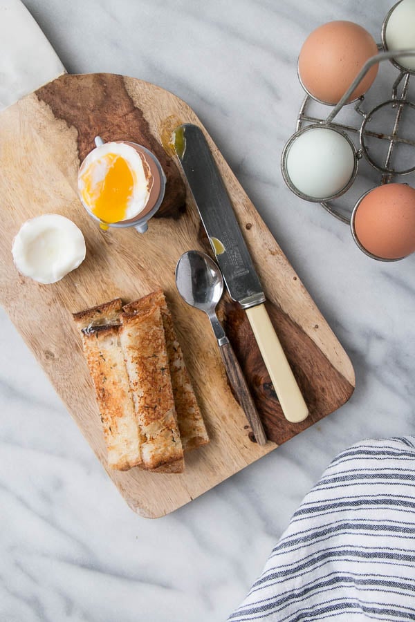 Perfect Soft-Boiled Eggs with Thyme and Parmesan Toast Soldiers | My Kitchen Love