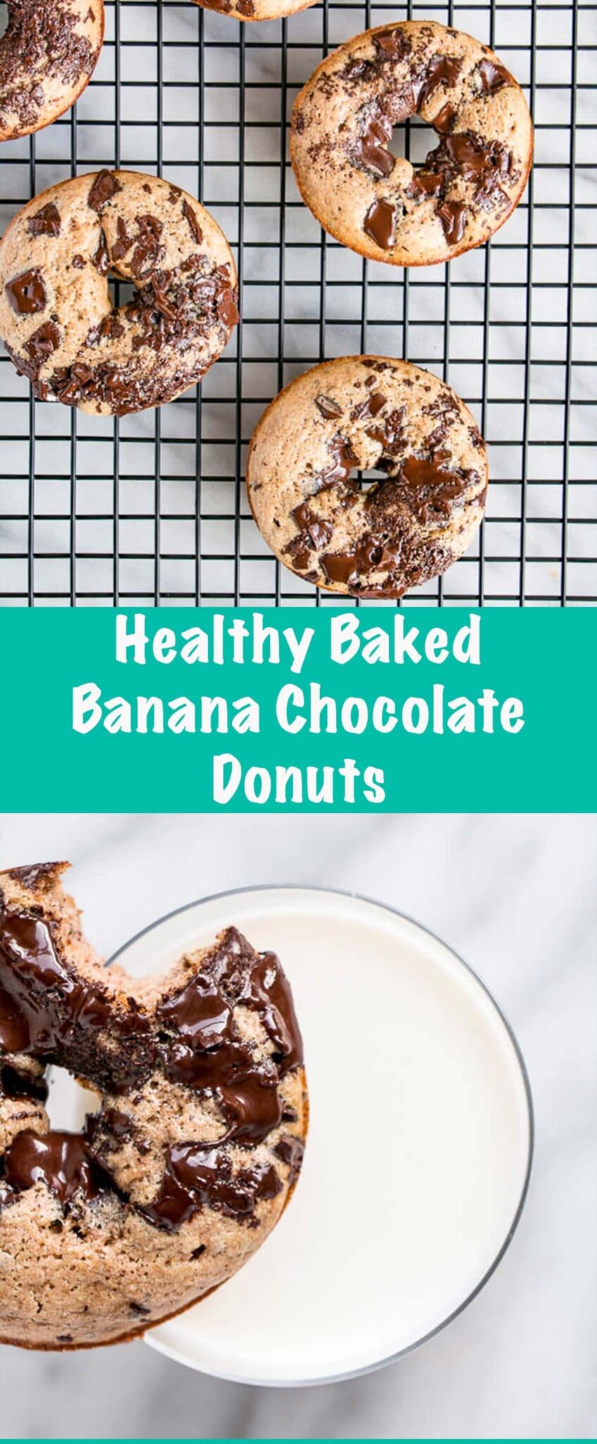 Healthy Baked Banana Chocolate Donuts Long Pin
