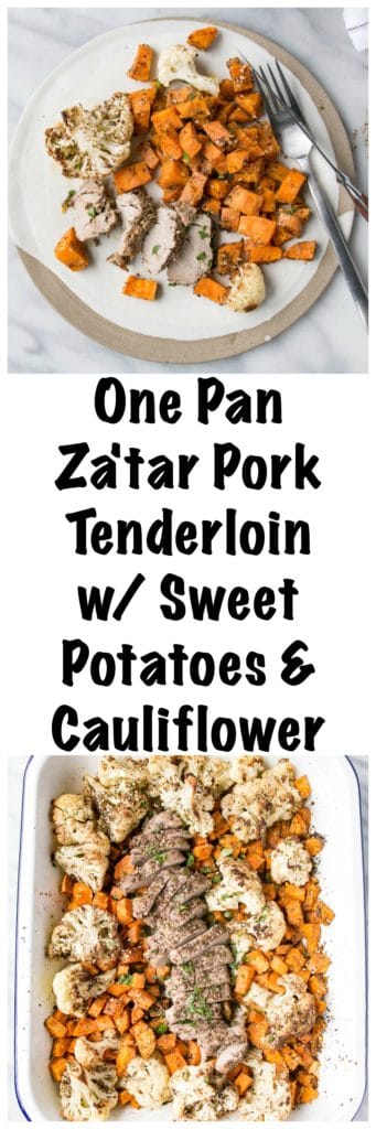 One Pan Pork Tenderloin with Sweet Potatoes and Cauliflower | My Kitchen Love