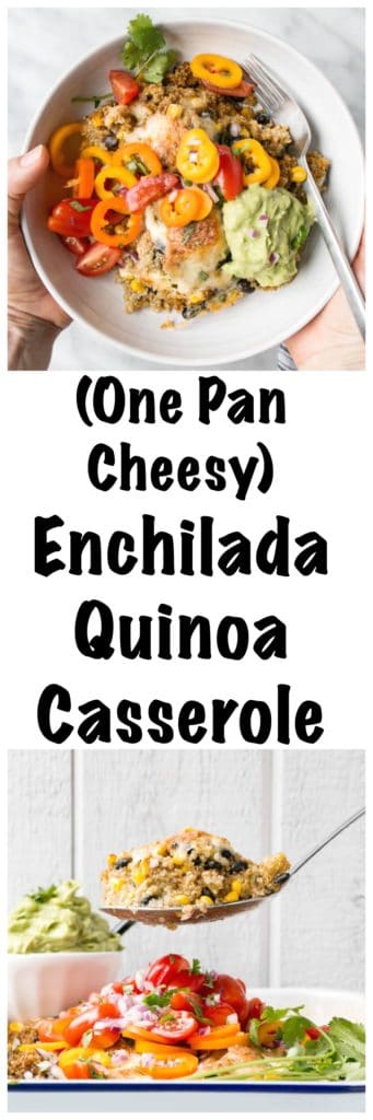 Enchilada Quinoa Casserole | My Kitchen Love. #Onepot #cheesy and #healthy supper. Throw in the oven for a hands off #easymeal. 