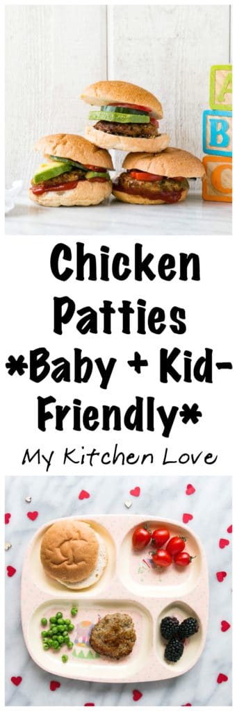 Chicken Patties (baby and kid-friendly) | My Kitchen Love. Nutrient-packed mini chicken patties that perfect for smaller hands or in a slider for older kids and adults. 