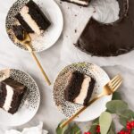 This After Eight Bundt Cake is a holiday classic filled with dark chocolate cake, creamy peppermint buttercream, and covered in a dark chocolate glaze. #cake #christmas #aftereight