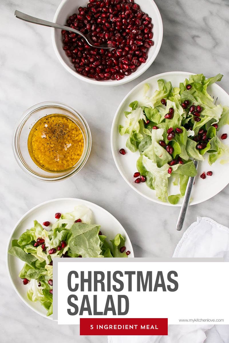 A crave-worthy salad made with 5 simple ingredients! This 5 Ingredient Christmas Salad is perfect for the holiday season (including potlucks!). A truly easy salad recipe that is delicious!  via @mykitchenlove