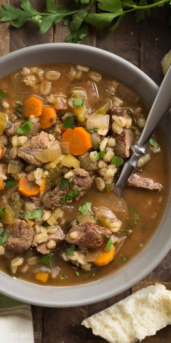 slow cooker roundup - beef and barley soup