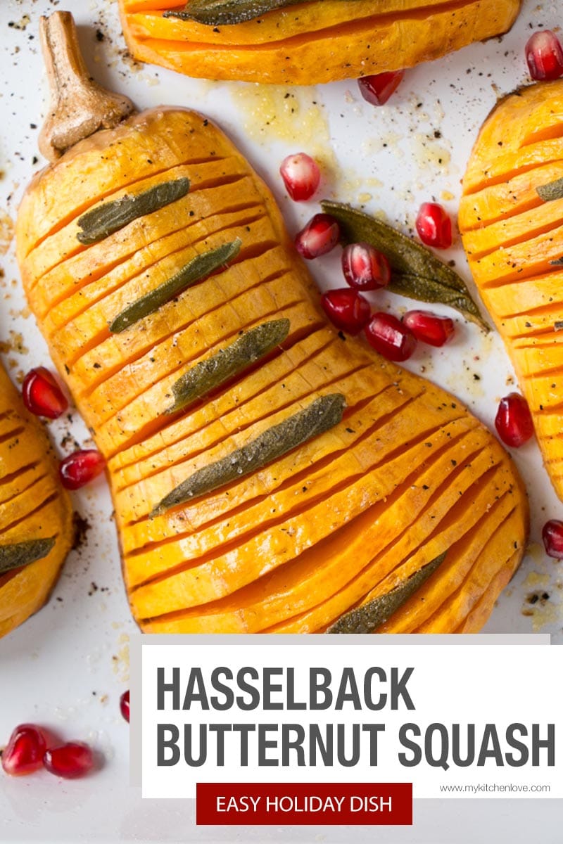This Hasselback Butternut Squash is an easy butternut squash recipe with a handful of ingredients, little hands on time, and results in a striking side dish. via @mykitchenlove