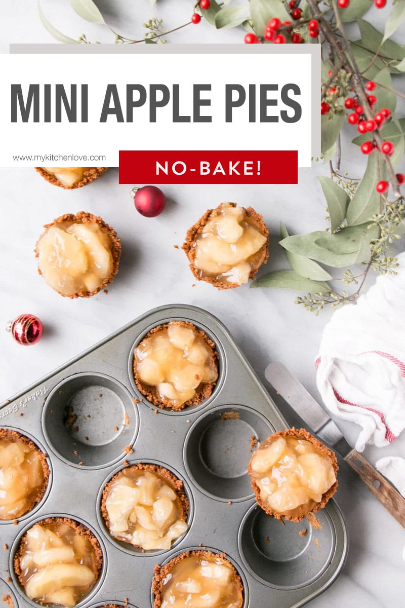 These Mini Apple Pies are 3 ingredients, no-bake, and come together in under 30 minutes! Make dessert effortless and delicious with this modern convenient spin on a classic dessert.  via @mykitchenlove