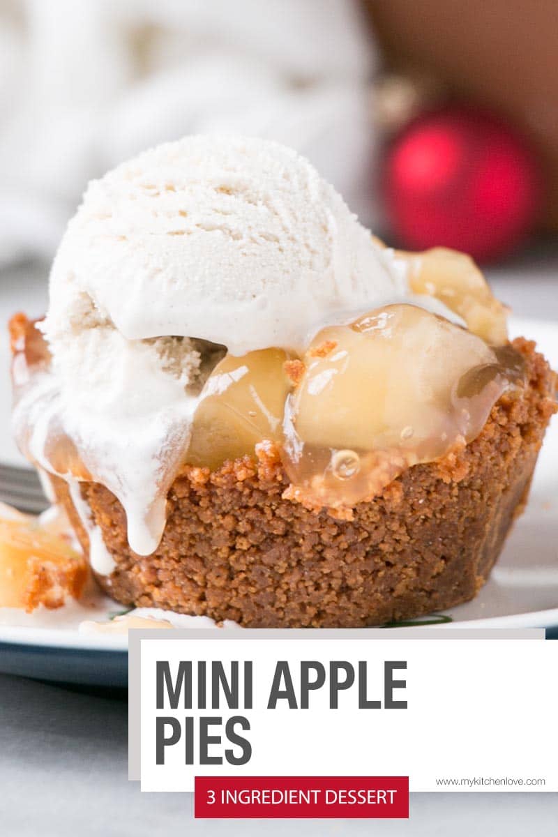 These Mini Apple Pies are 3 ingredients, no-bake, and come together in under 30 minutes! Make dessert effortless and delicious with this modern convenient spin on a classic dessert.  via @mykitchenlove