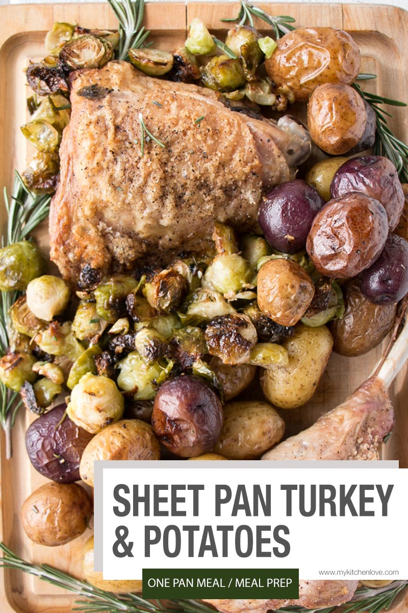 Easy Thanksgiving recipe alert! This Sheet Pan Turkey and Potatoes is perfect for a one pan meal that is still completely festive and delicious. #thanksgiving #ad via @mykitchenlove