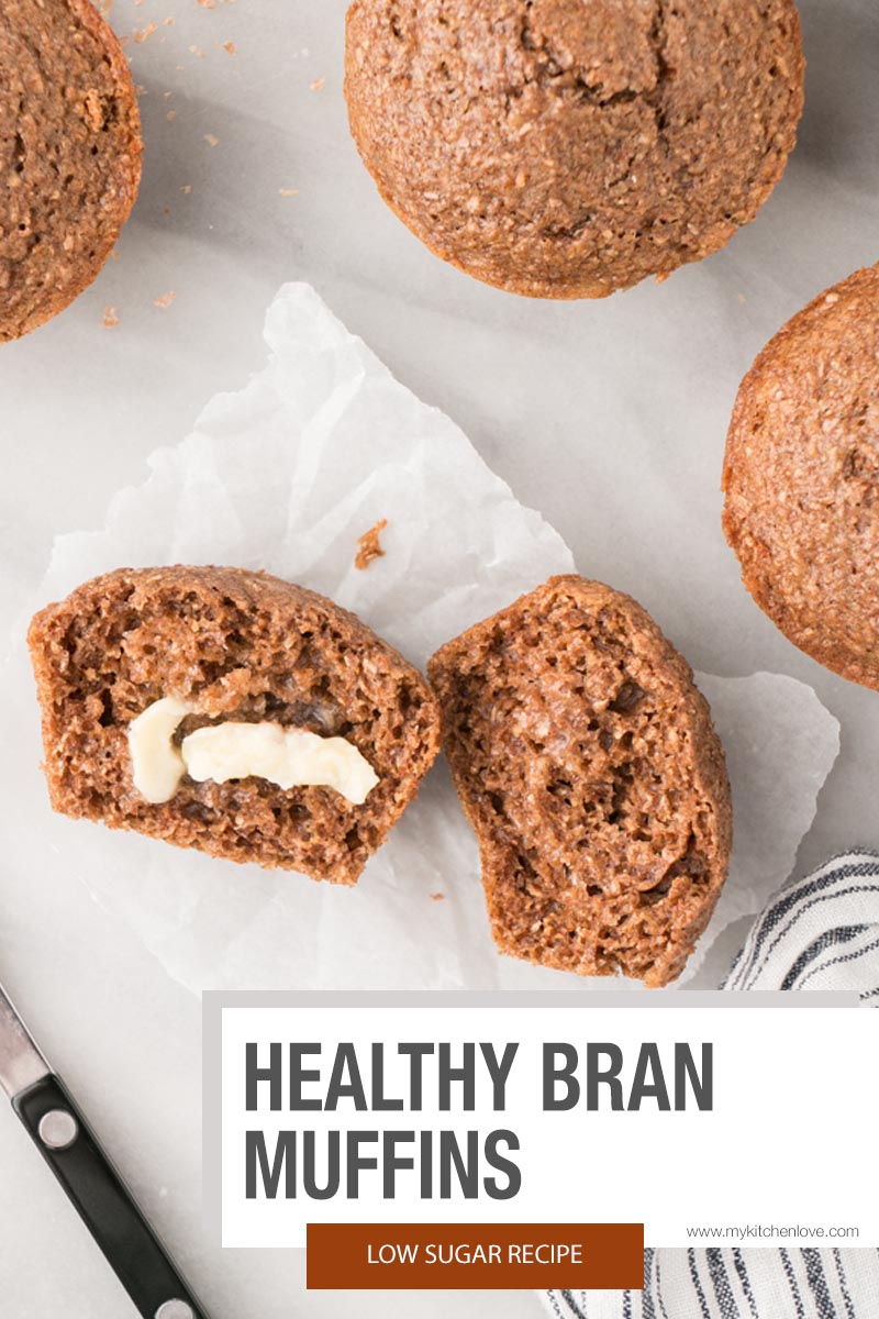 Easy and healthy Bran Muffins! Packed with fibre-rich wheat bran, low sugar, and high flavour.  via @mykitchenlove