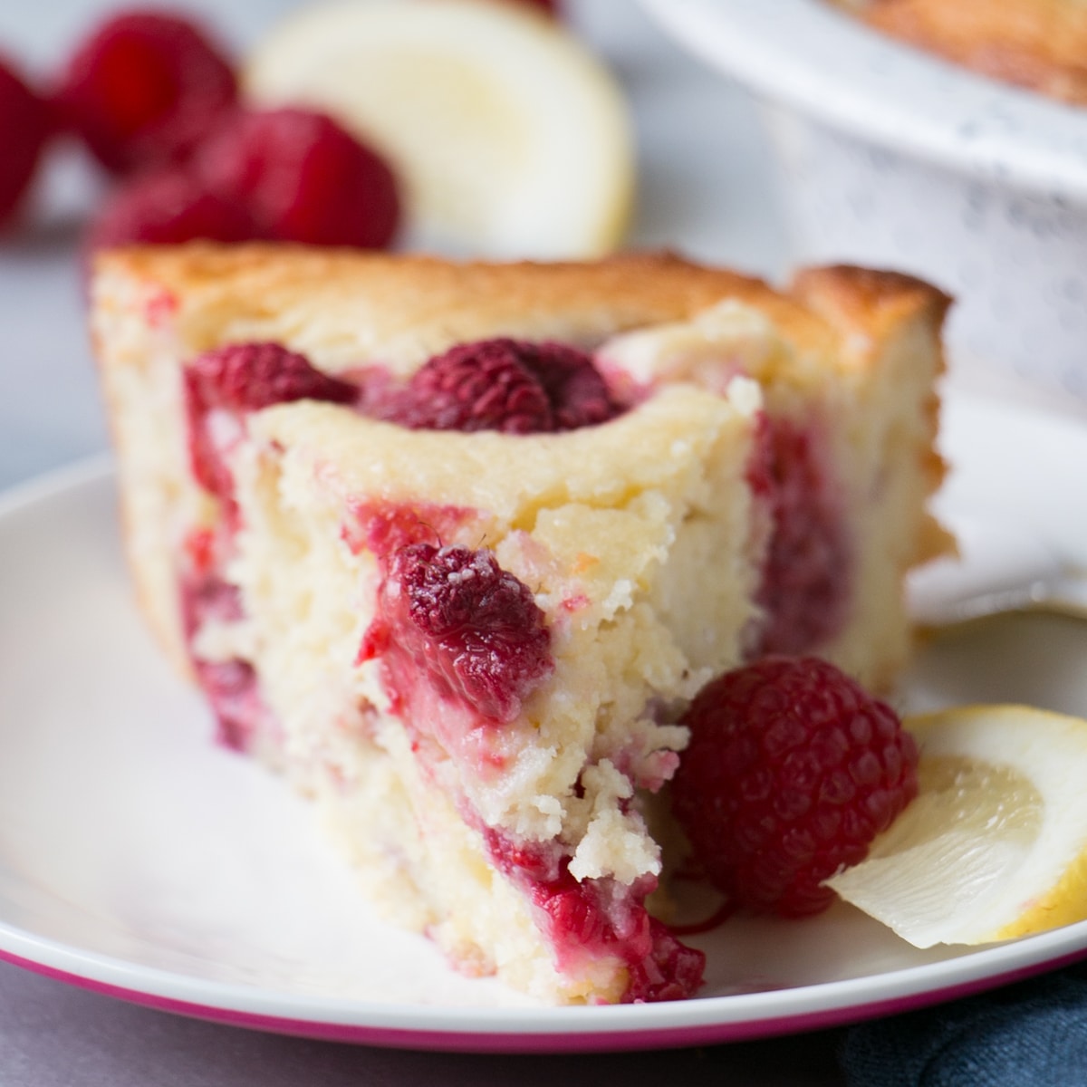 Lemon Raspberry Ricotta Cake slice