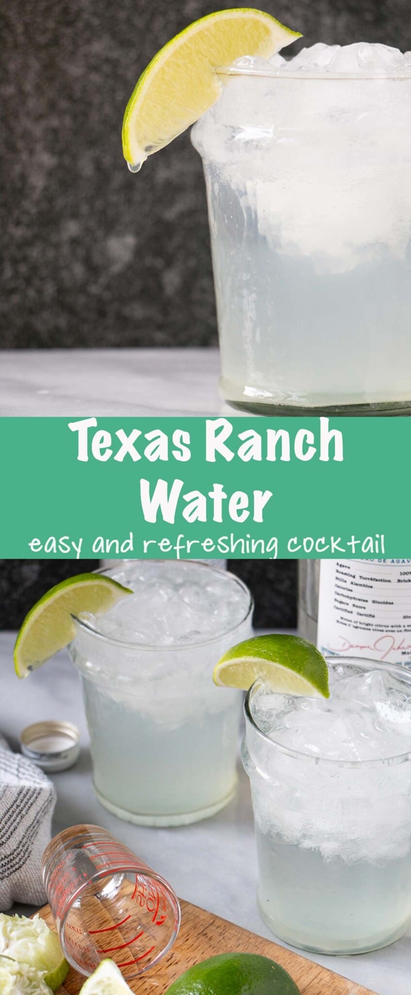 Texas Ranch Water is a highball cocktail made from tequila, lime juice and mineral water. It's refreshing and one of the easiest cocktails to make this Summer! via @mykitchenlove