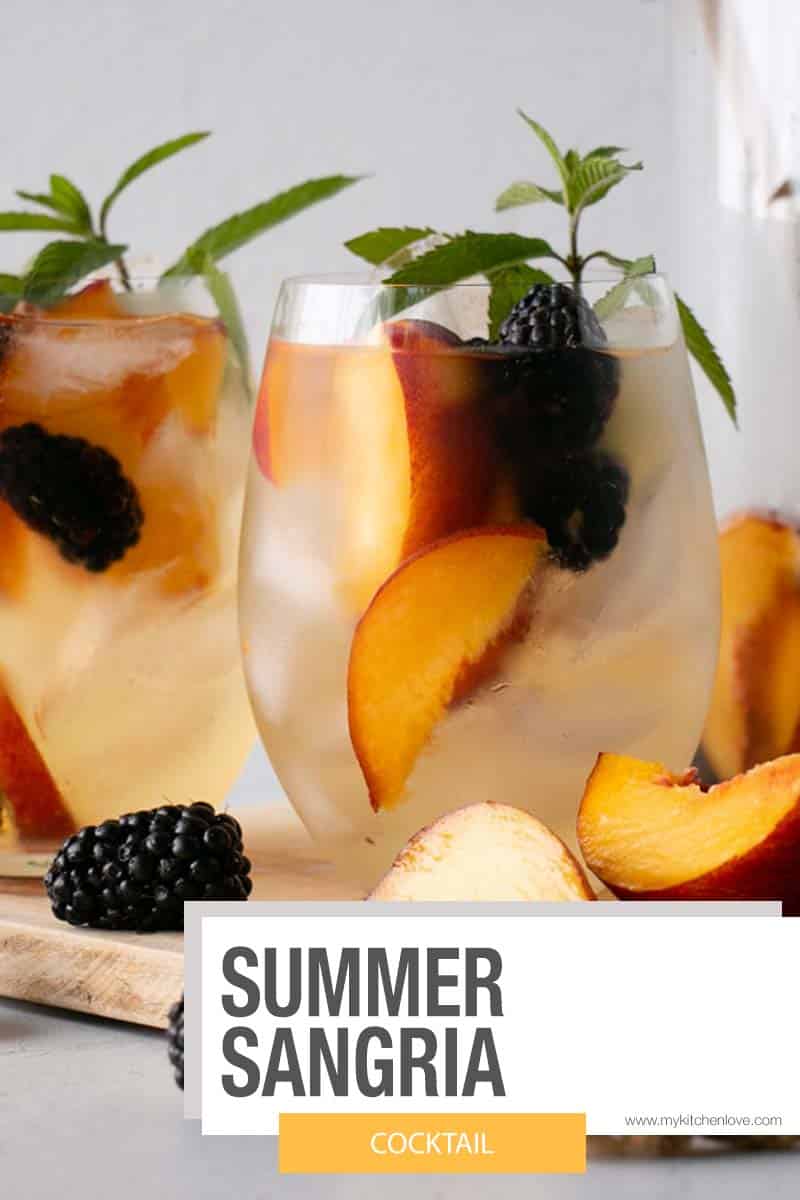 Summer sipping on the patio has never tasted this good; Summer Sangria is the perfect White Wine Sangria Recipe. via @mykitchenlove